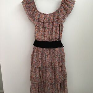 Girls Floral Ruffle Tiered Dress